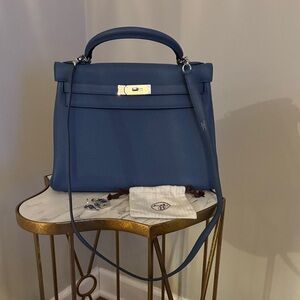 Chic Navy Leather Satchel